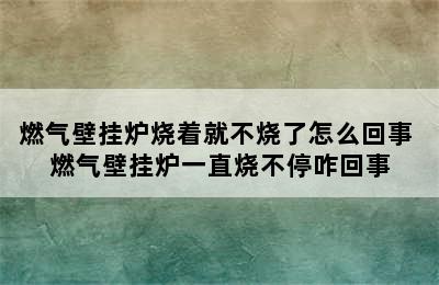 燃气壁挂炉烧着就不烧了怎么回事 燃气壁挂炉一直烧不停咋回事